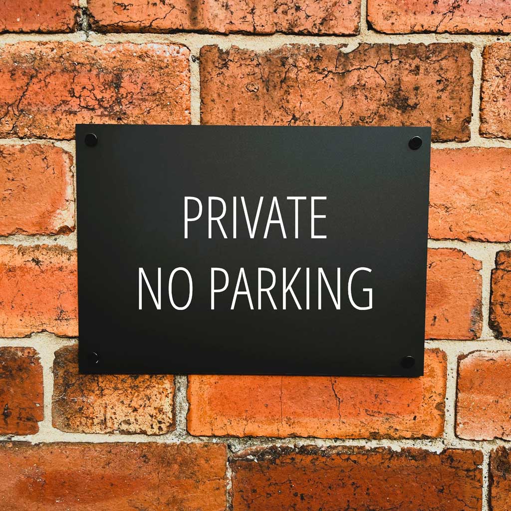 Private No Parking Sign Midnight Black Landscape