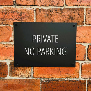 Private No Parking Sign Midnight Black Landscape