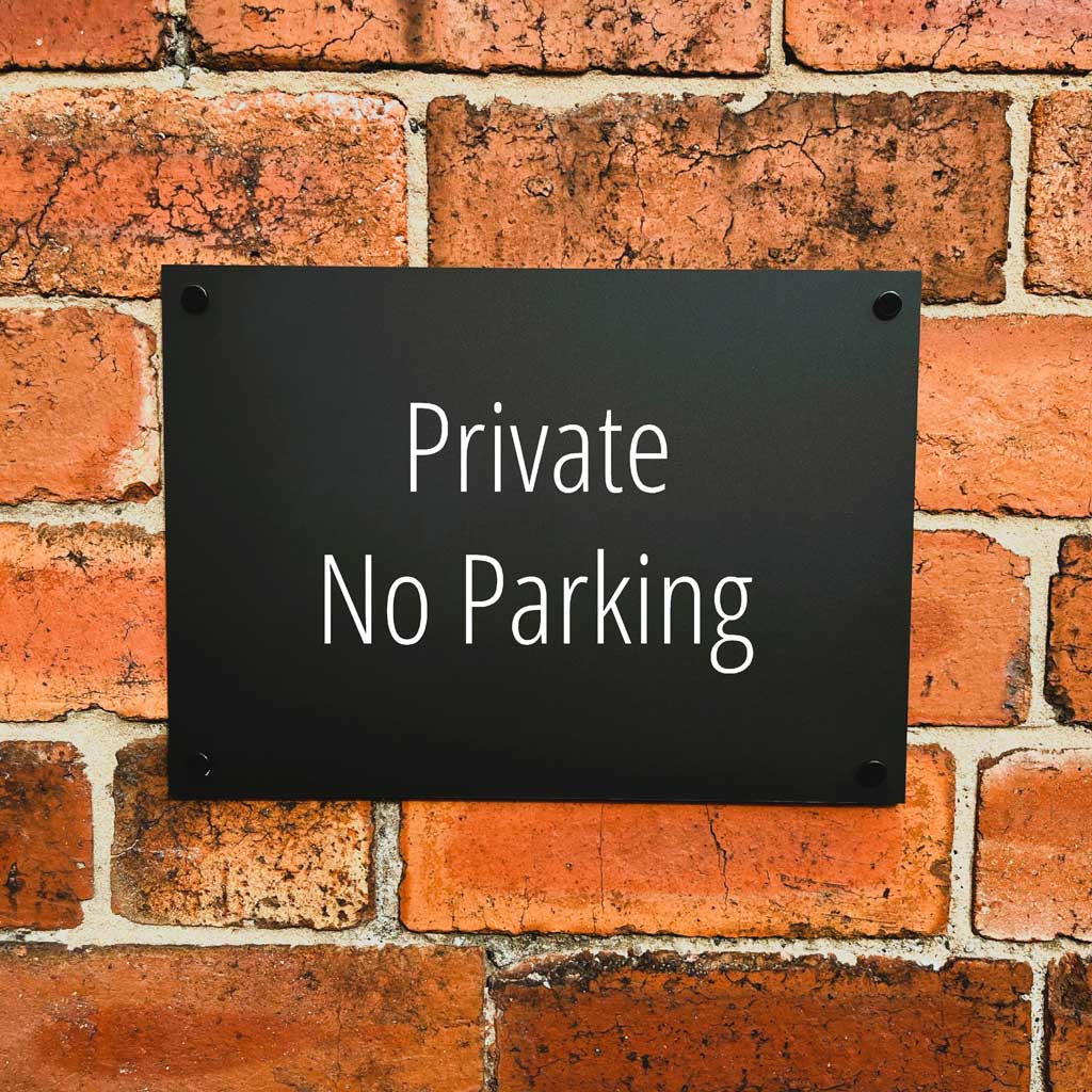 Private No Parking Sign Midnight Black Landscape