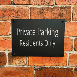 Private Parking Residents Only Sign Midnight Black Landscape