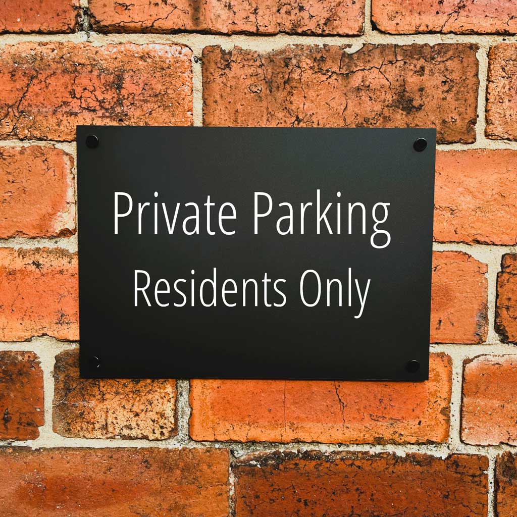 Private Parking Residents Only Sign Midnight Black Landscape