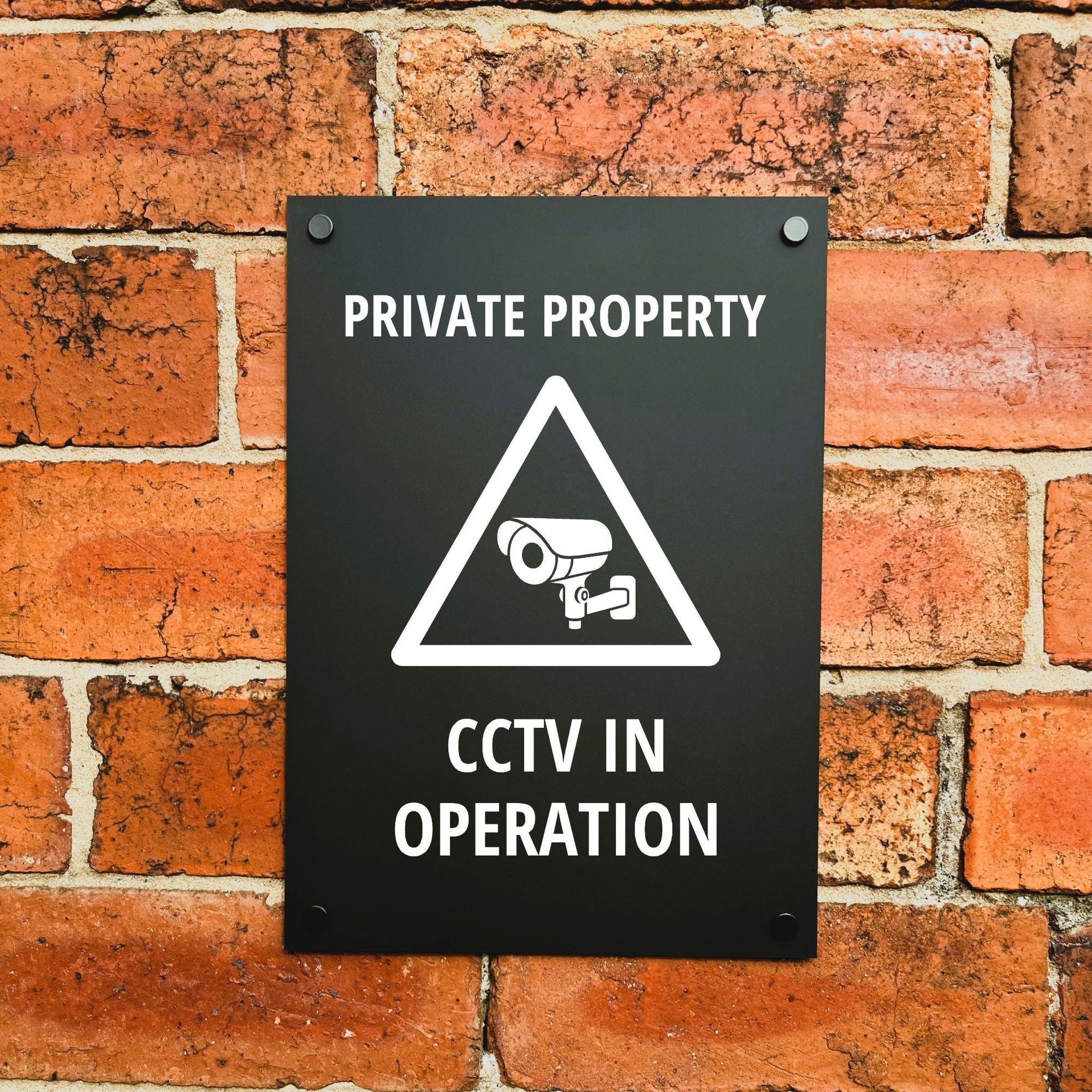 Private Property CCTV Sign Midnight Black v3