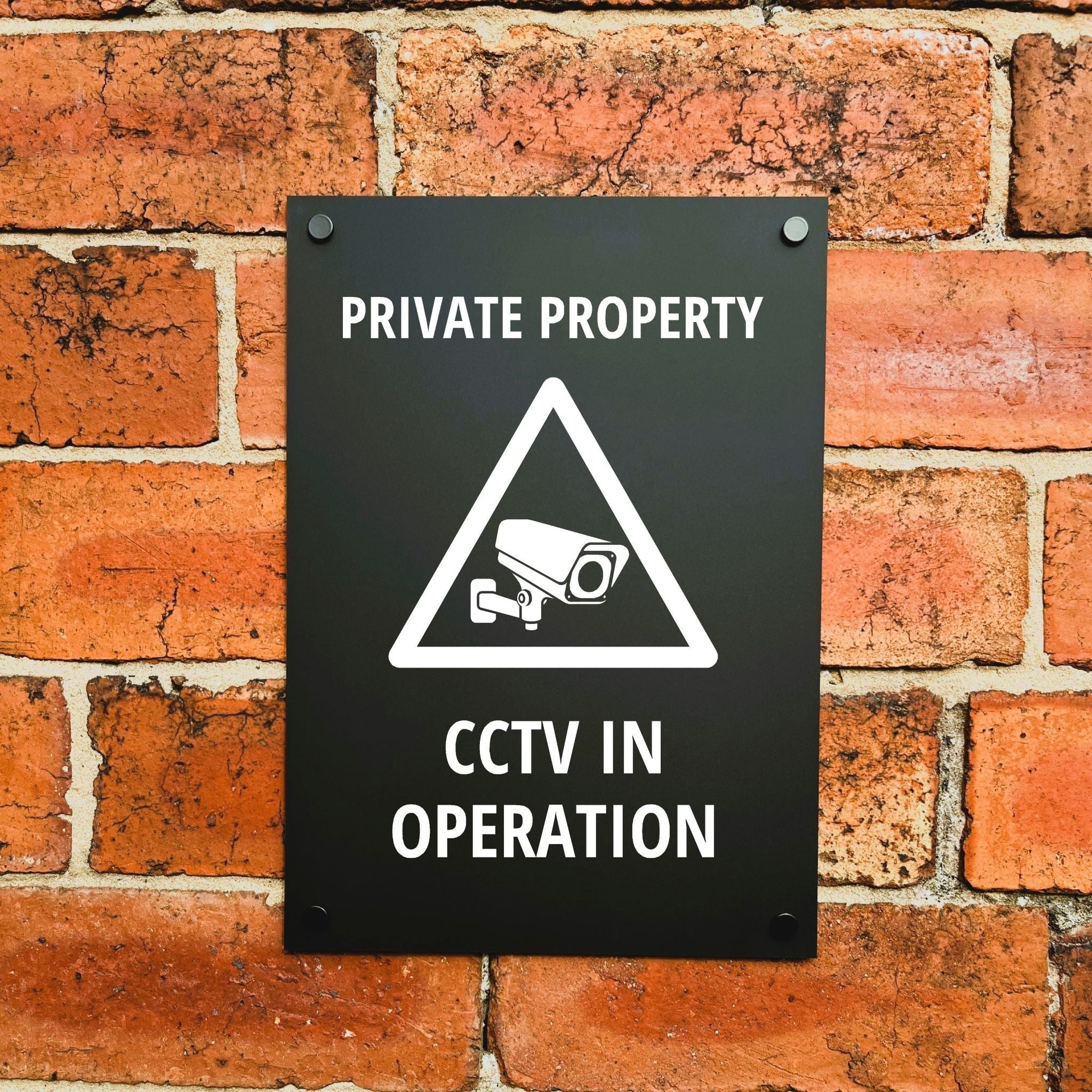 Private Property CCTV Sign Midnight Black v4