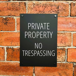 Private Property No Trespassing Sign Midnight Black