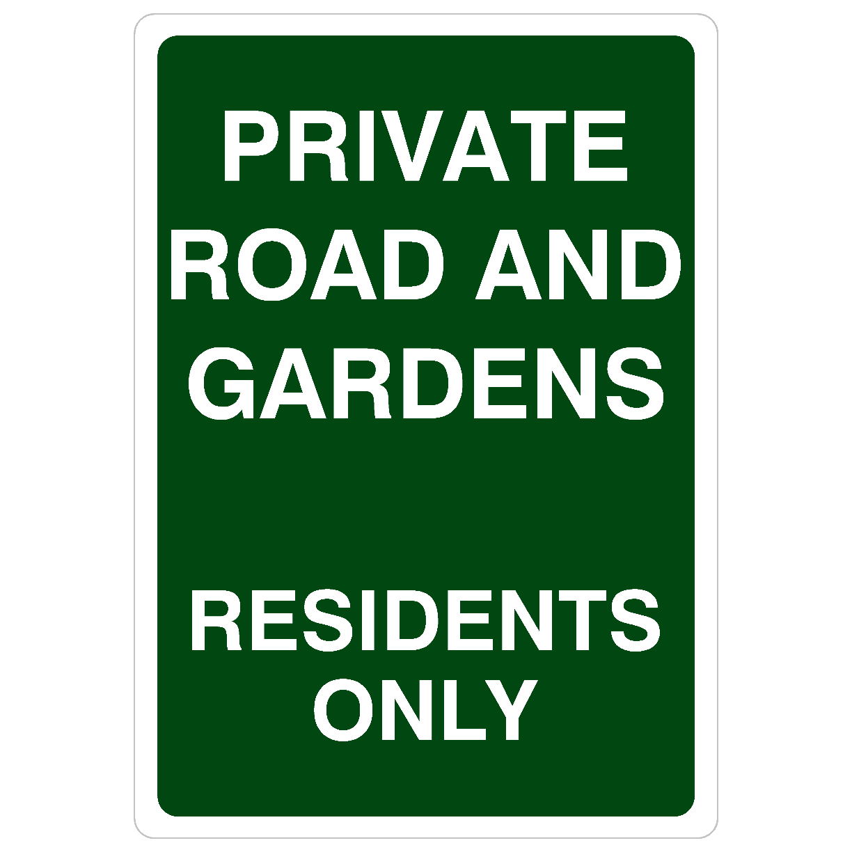 Private Road And Gardens Residents Only Sign Portrait