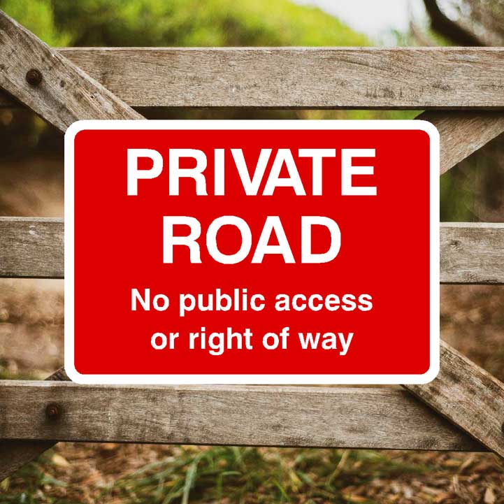 Private Road No Public Access Or Right Of Way Sign