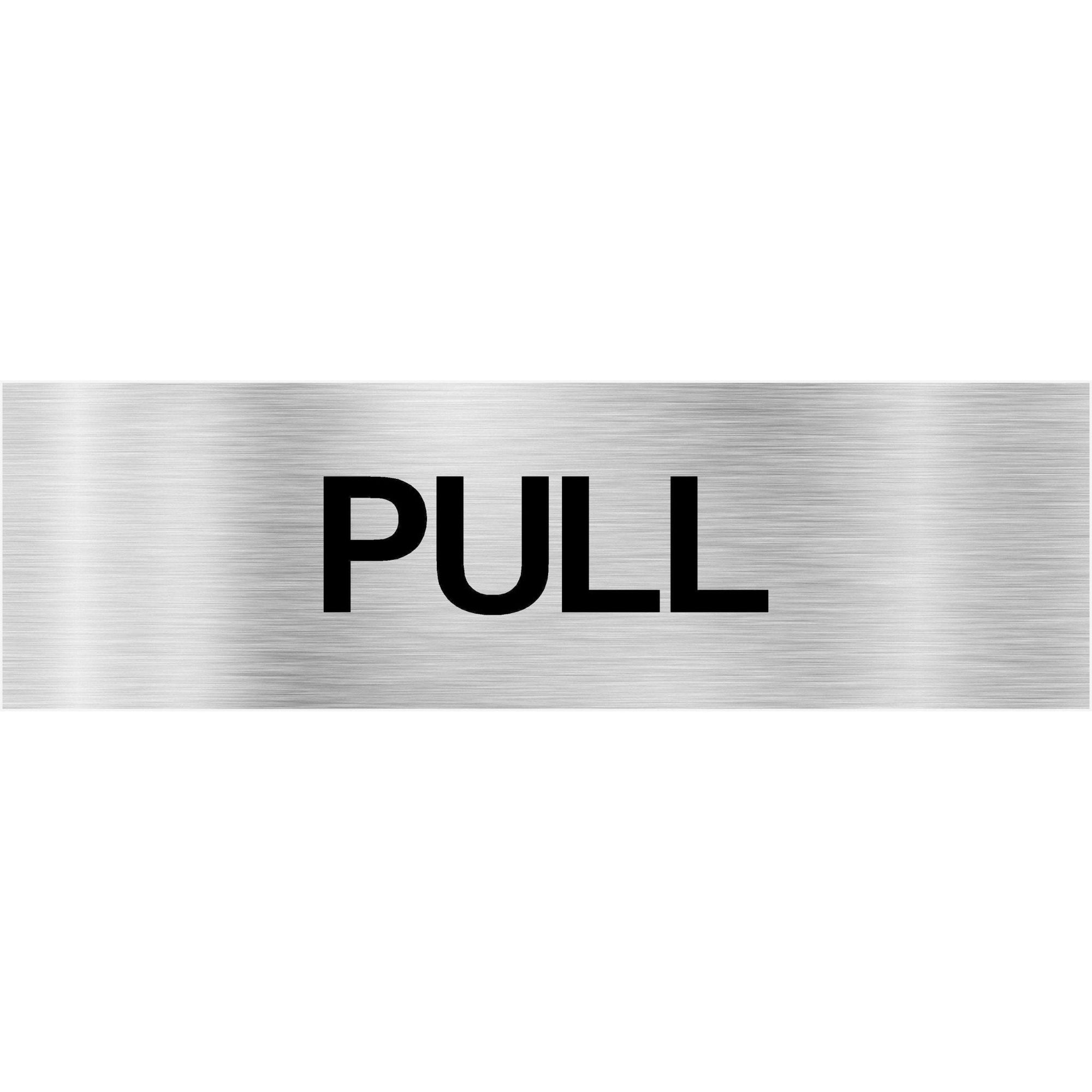 Pull Brushed Silver Aluminium Door Sign Landscape