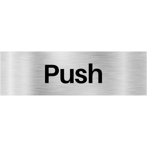 Push Brushed Silver Aluminium Sign