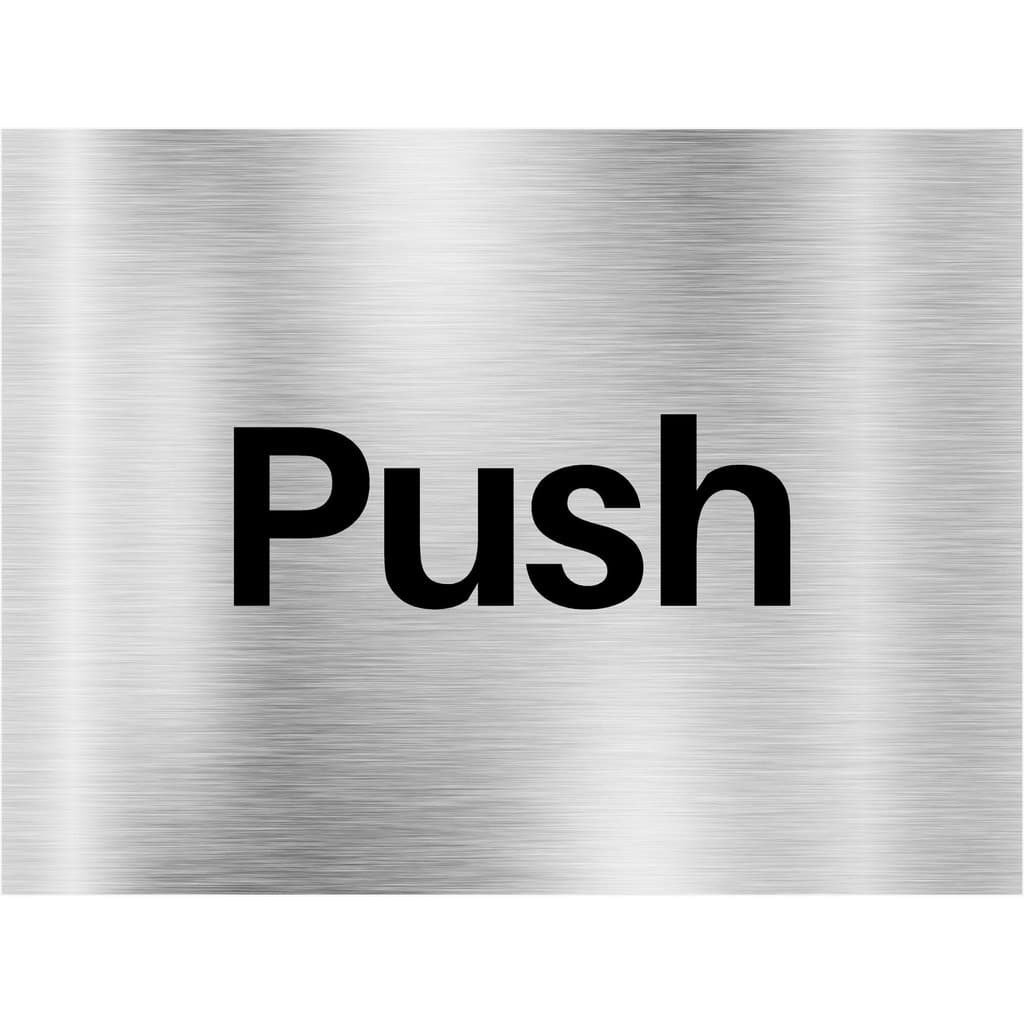 Push Brushed Silver Door Sign