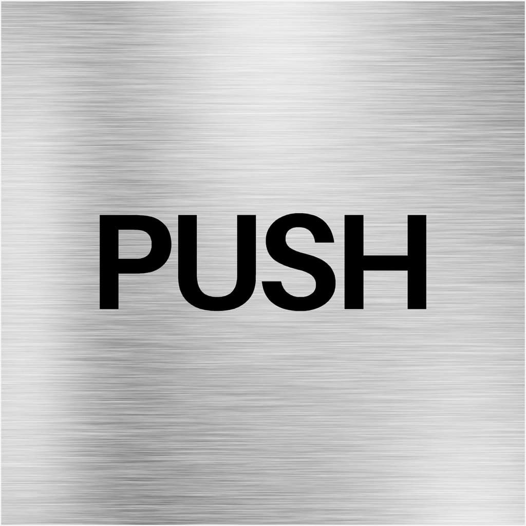 Push Brushed Silver Door Sign