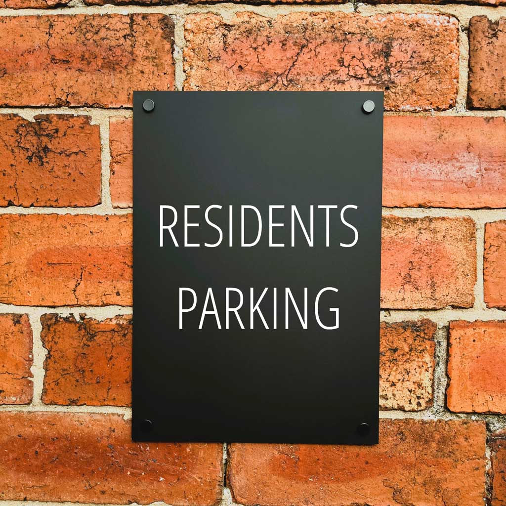 Residents Parking Sign Midnight Black