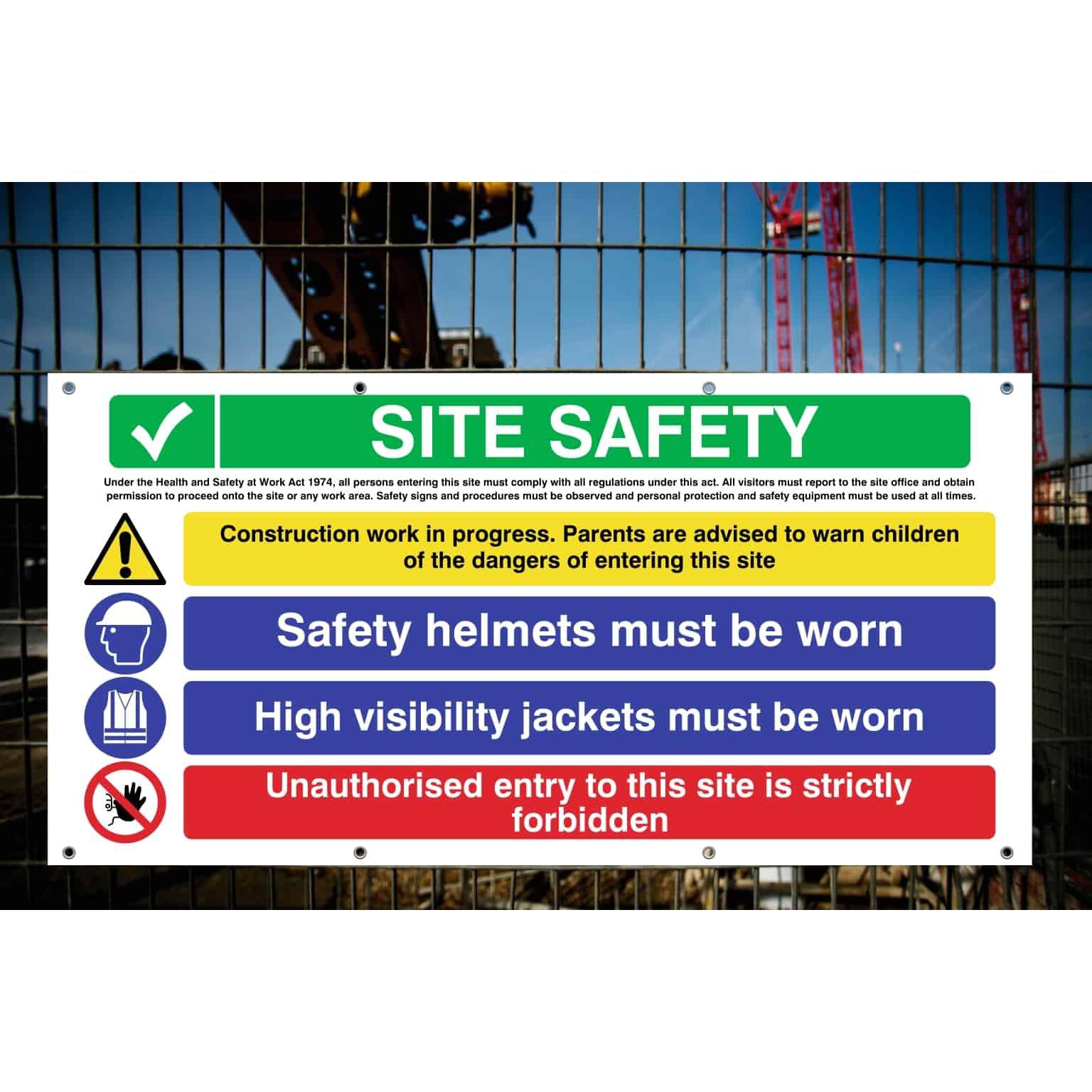 Site Safety Banner | Safety Helmets Multi Message