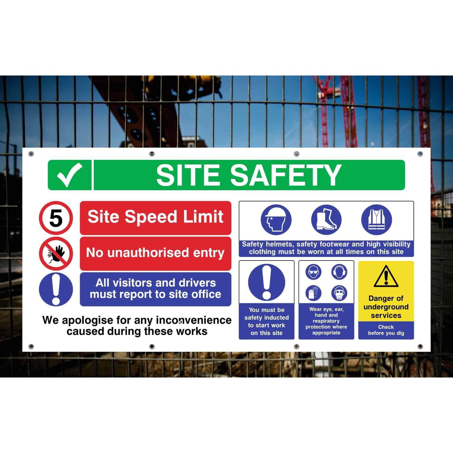 Site Safety Banner | Underground Services 5 MPH