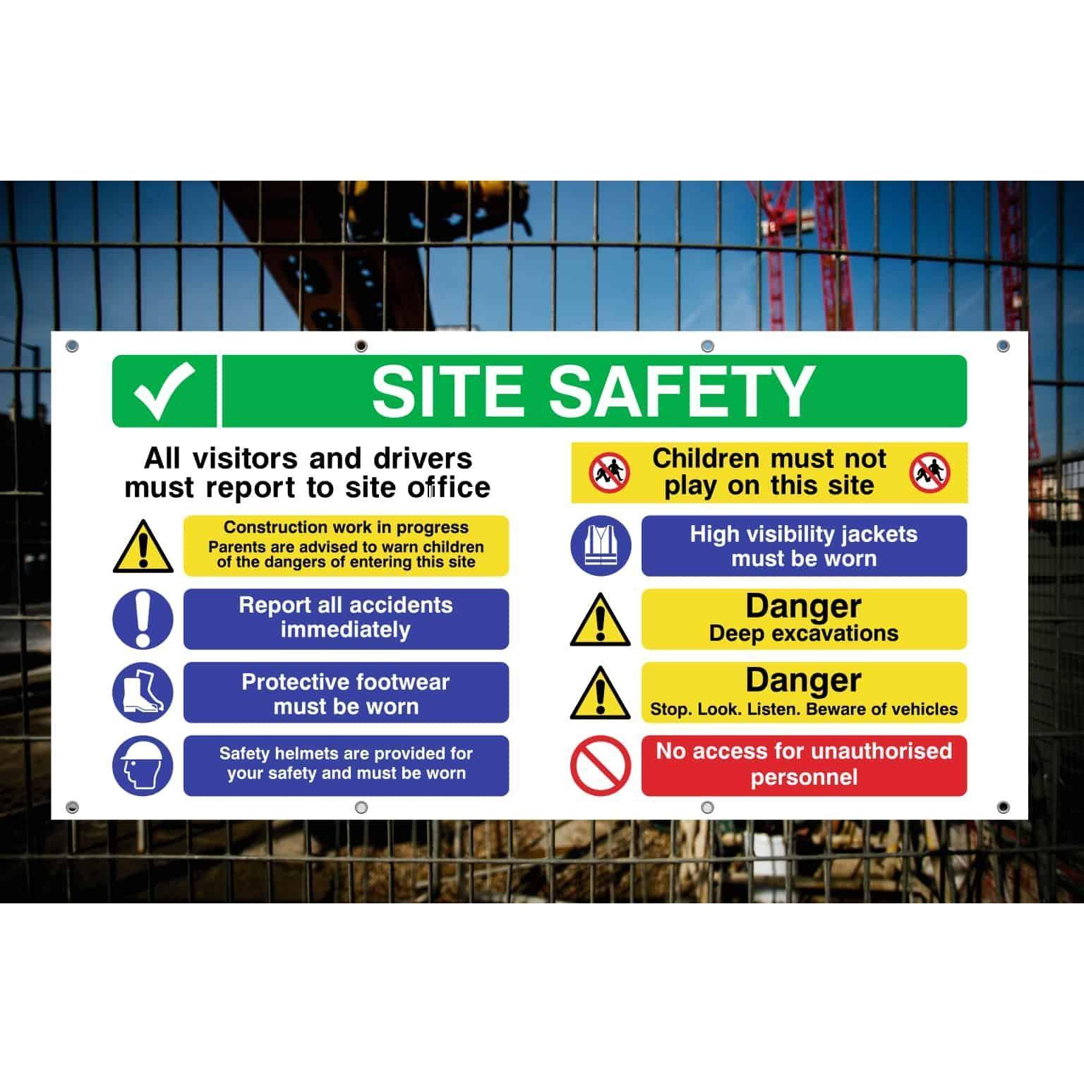 Site Safety Banner | Visitors Must Report