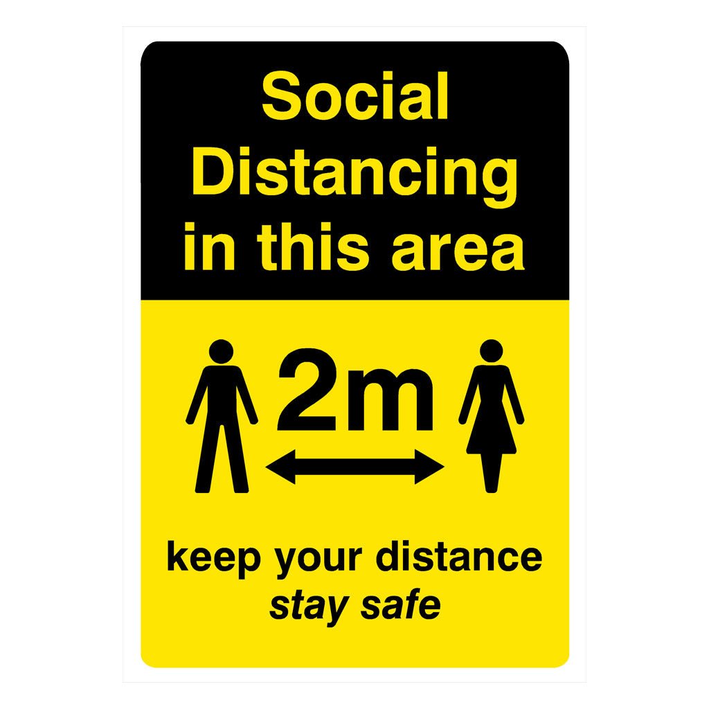 Social Distancing In Area Keep Your Distance 2 Metre Sign Portrait