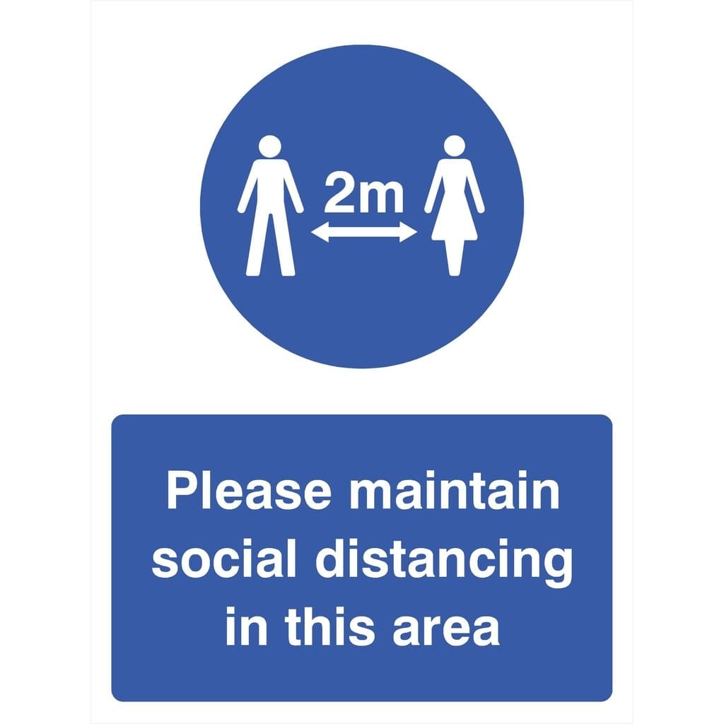 Social Distancing In This Area 2 Metre Sign