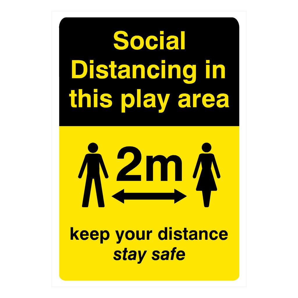 Social Distancing In This Play Area Keep Your Distance 2m Sign