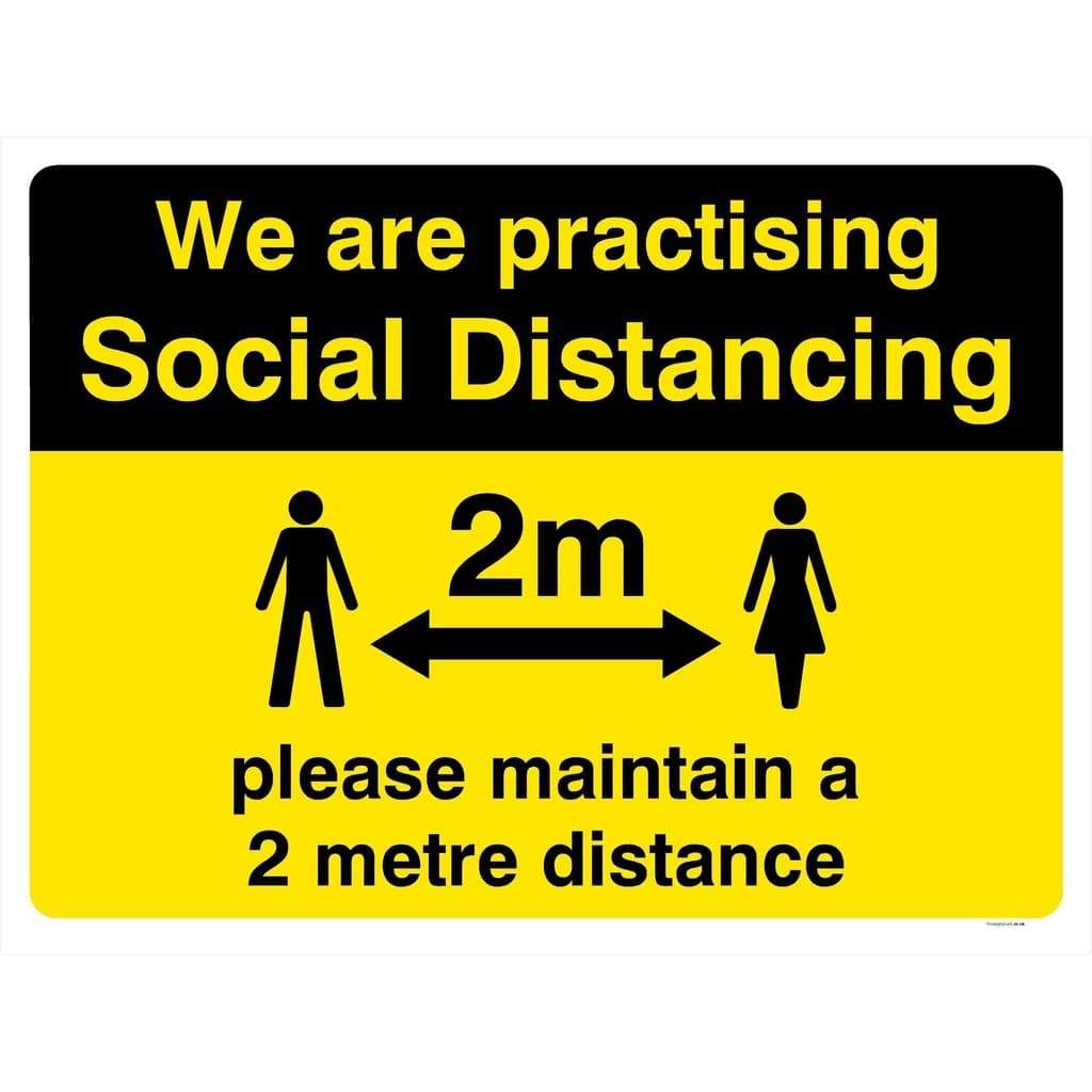 Social Distancing Maintain 2m Distance Sign