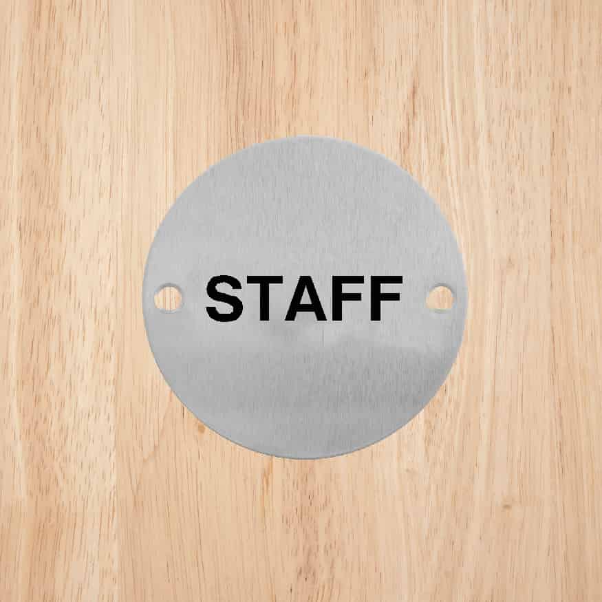 Staff Door Sign in Stainless Steel