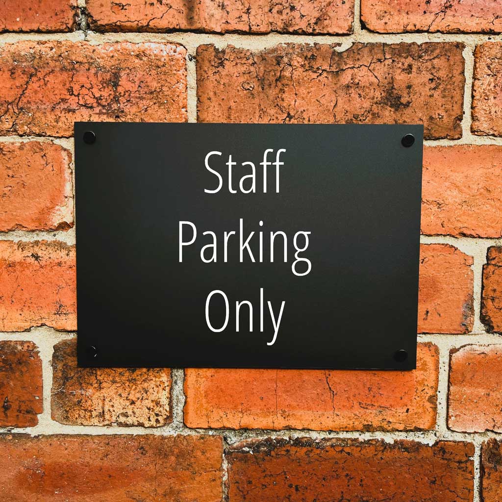 Staff Parking Only Sign Midnight Black Landscape