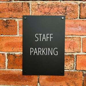 Staff Parking Sign Midnight Black