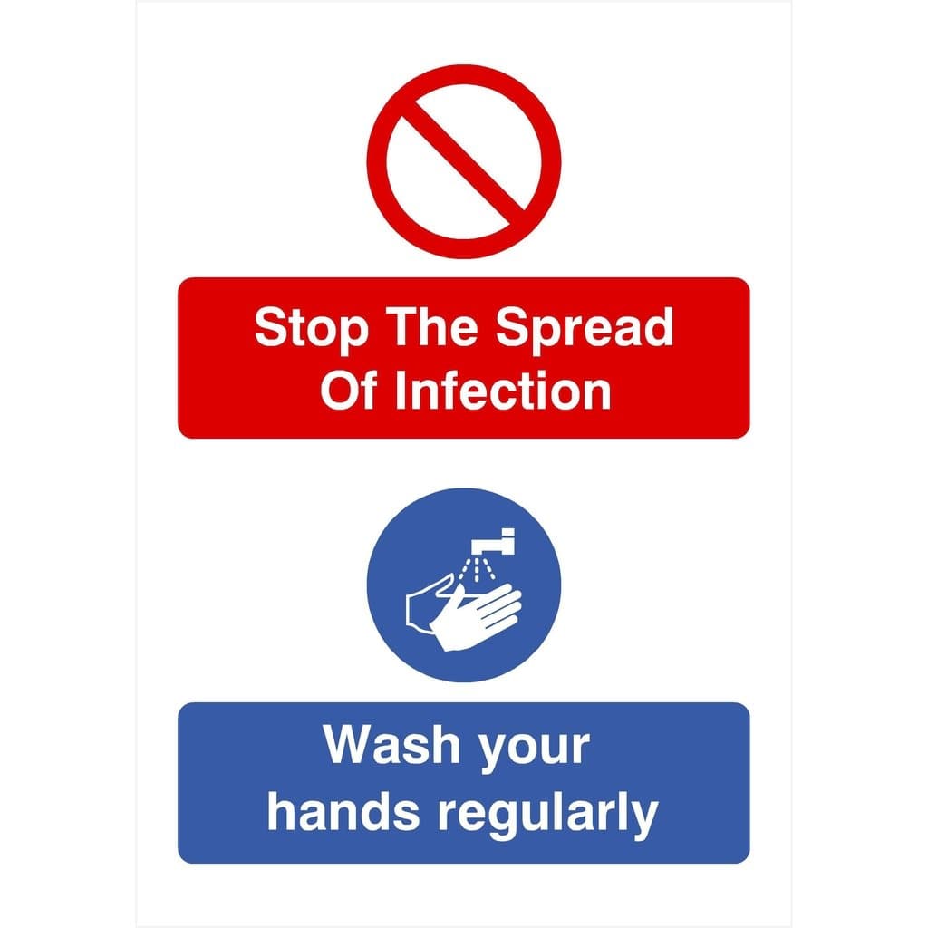 Stop Spread Of Infection Wash Hands Regularly Sign