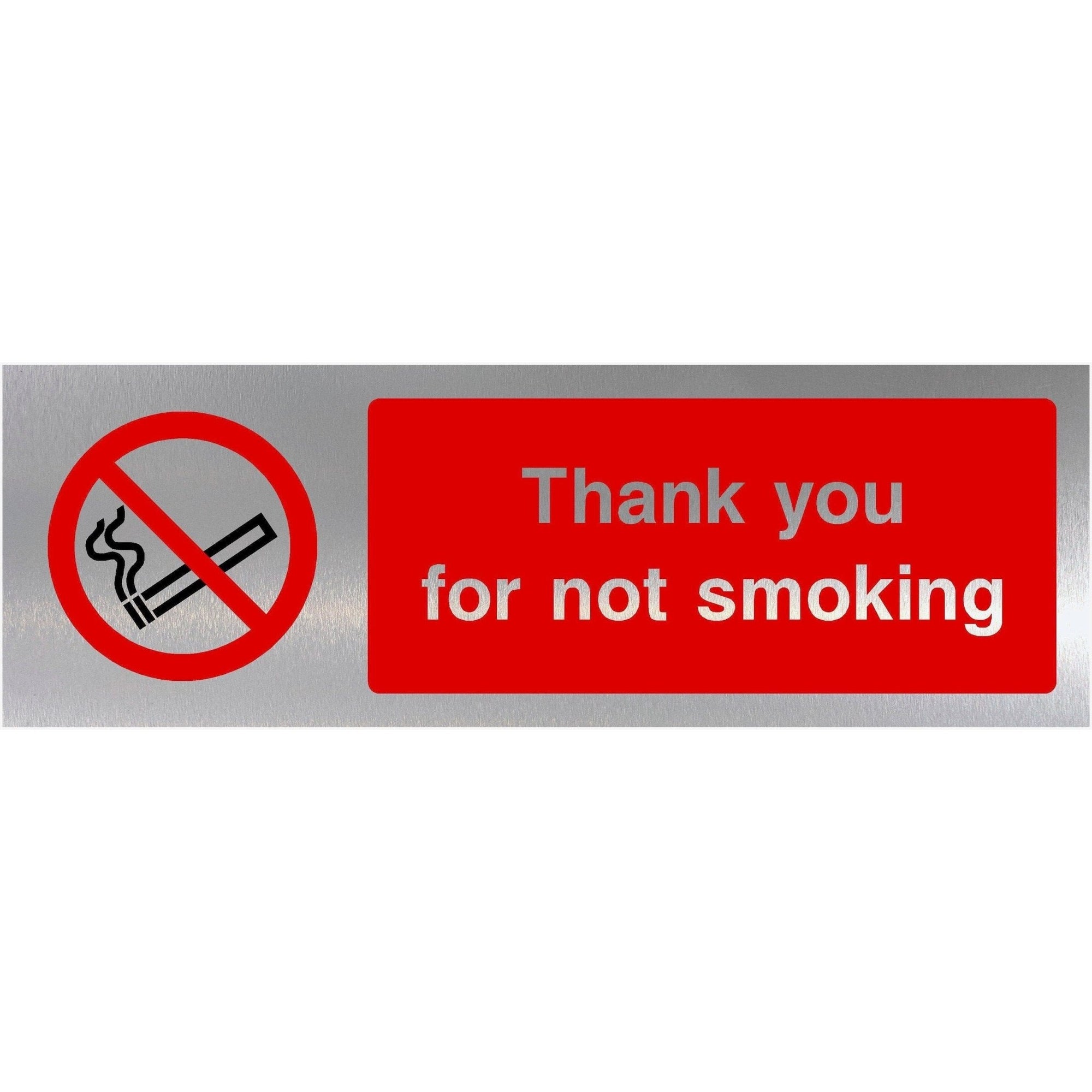 Thank You For Not Smoking Sign in Brushed Silver Landscape