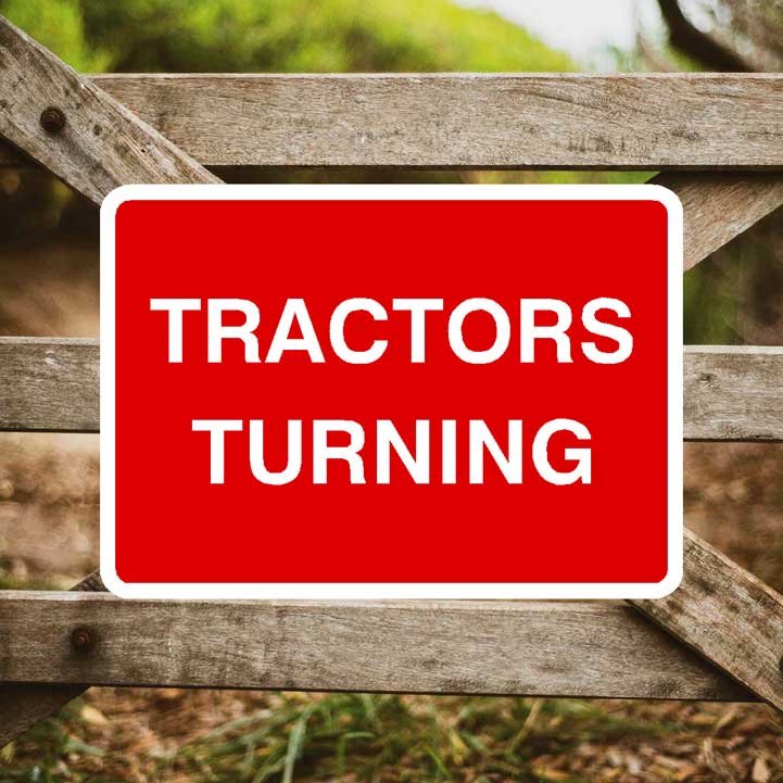 Tractors Turning Sign