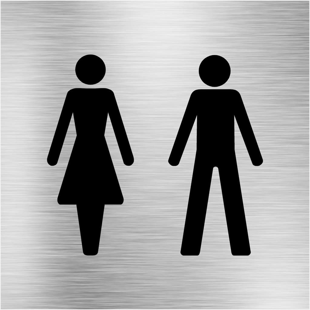 Unisex Toilet Sign in Brushed Silver