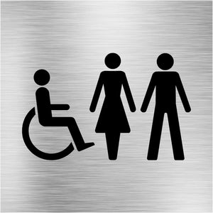 Unisex Toilets Disabled Sign in Brushed Silver