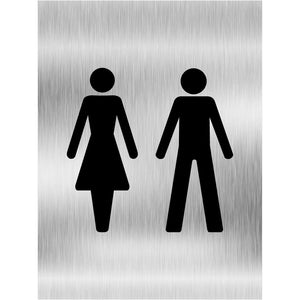 Unisex Toilets Sign Brushed Silver