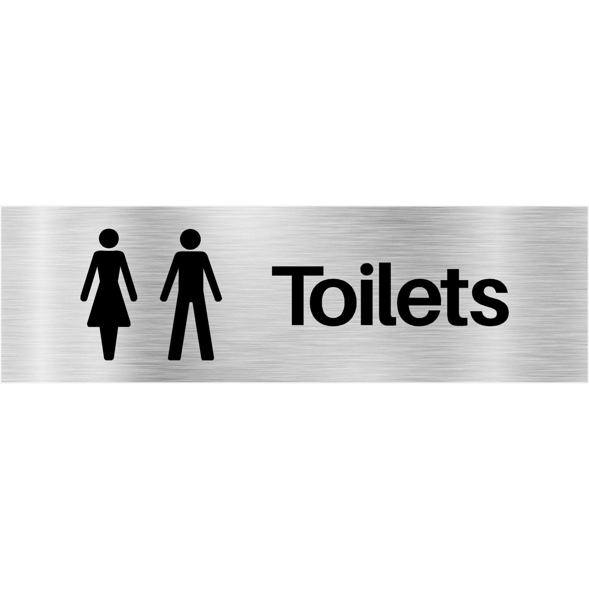 Unisex Toilets Sign in Brushed Silver