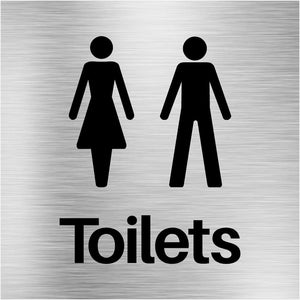 Unisex Toilets Sign in Brushed Silver | Square