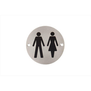 Unisex Toilets Sign in Satin Stainless Steel