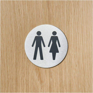 Unisex Toilets Sign in Satin Stainless Steel