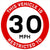 Vehicle Restricted Speed 30 MPH Sign