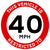 Vehicle Restricted Speed 40 MPH Sign