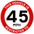 Vehicle Restricted Speed 45 MPH Sign