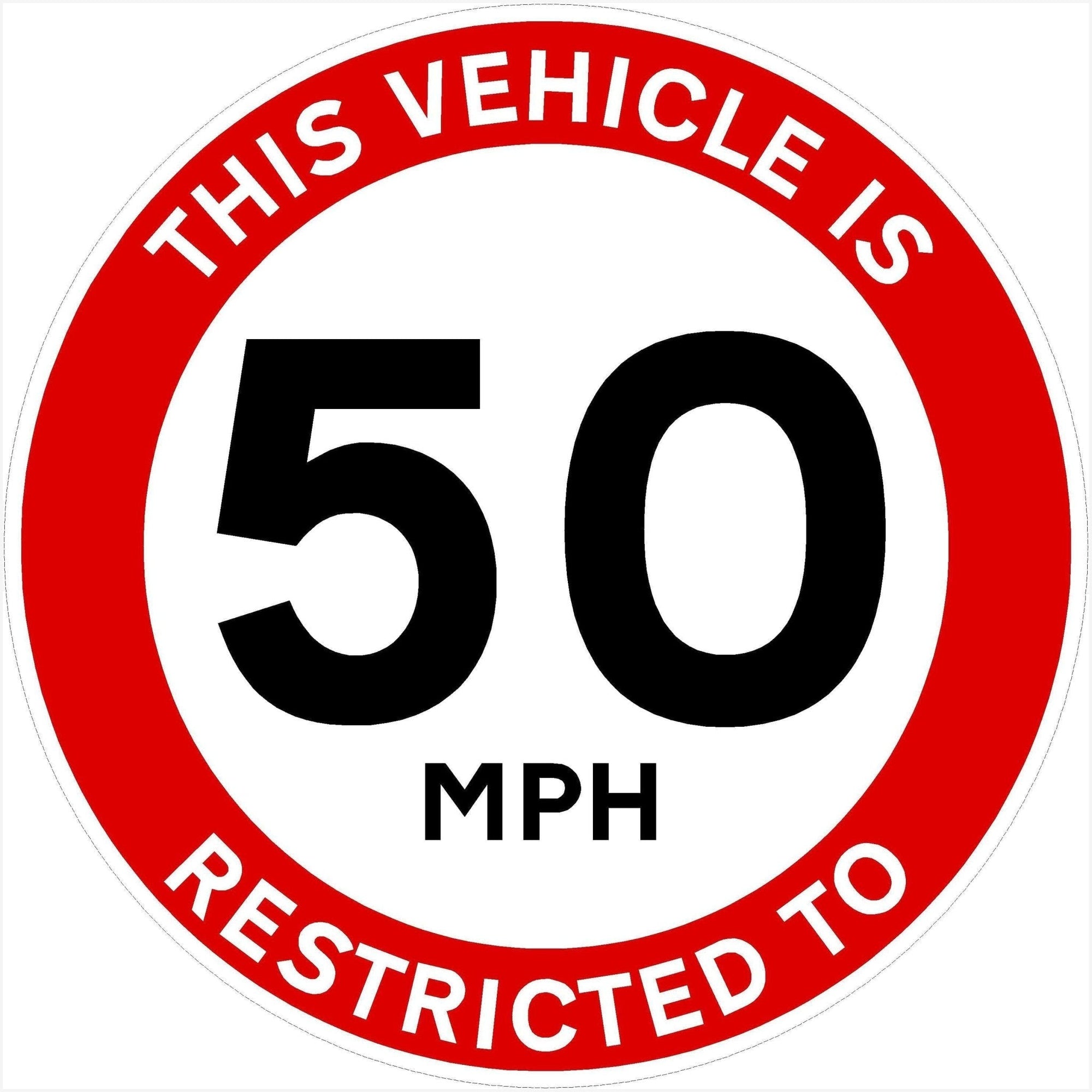 Vehicle Restricted Speed 50 MPH Sign