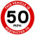 Vehicle Restricted Speed 50 MPH Sign