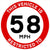 Vehicle Restricted Speed 58 MPH Sign