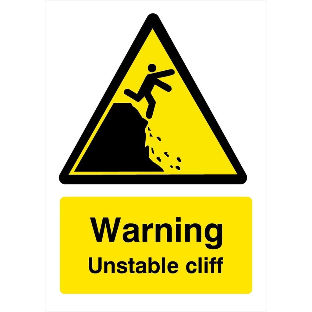 Warning Unstable Cliff Sign