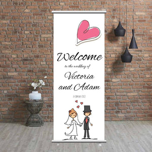 Wedding Pop Up Banner | Couple Holding Hands White