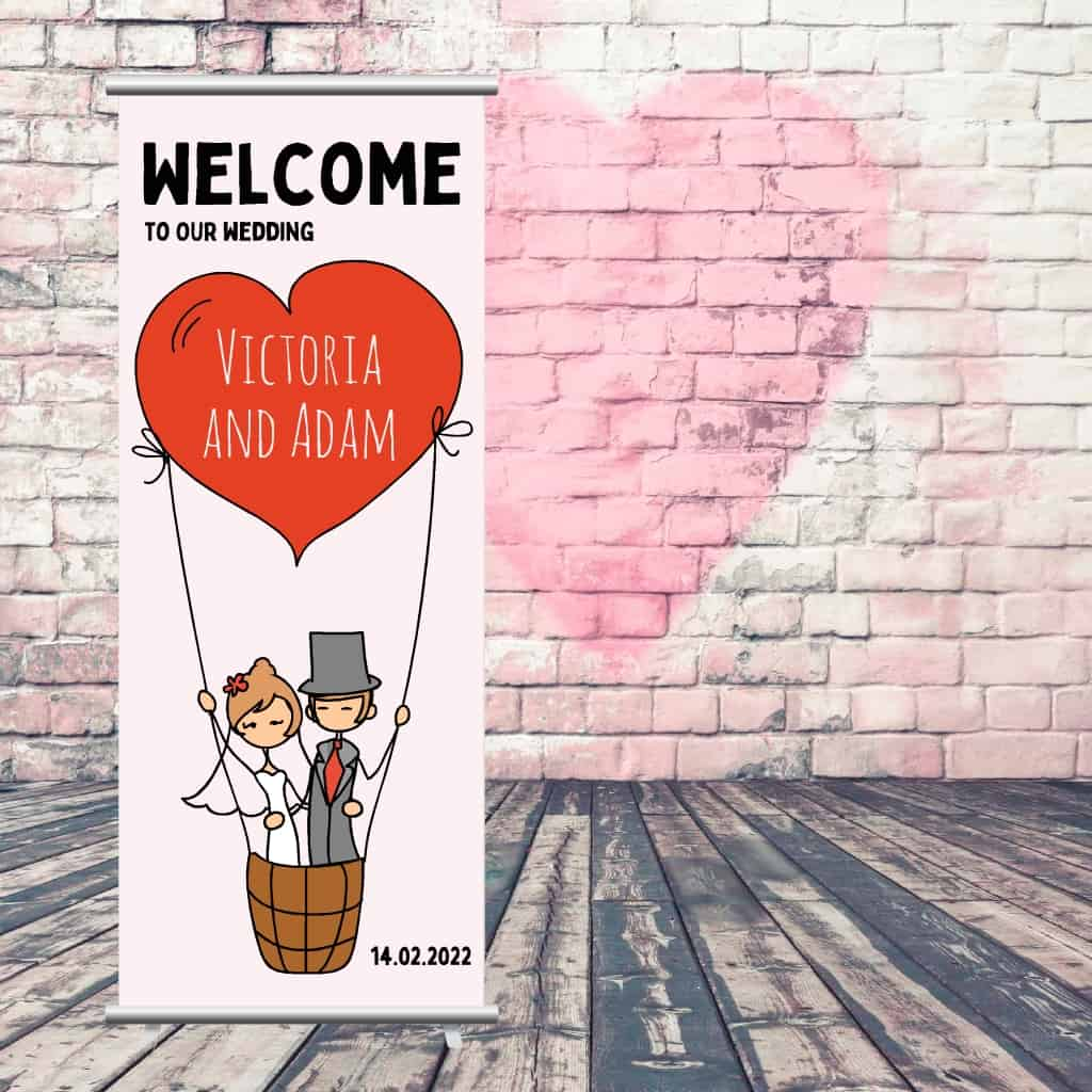 Wedding Pop Up Banner | Couple in Balloon Pink