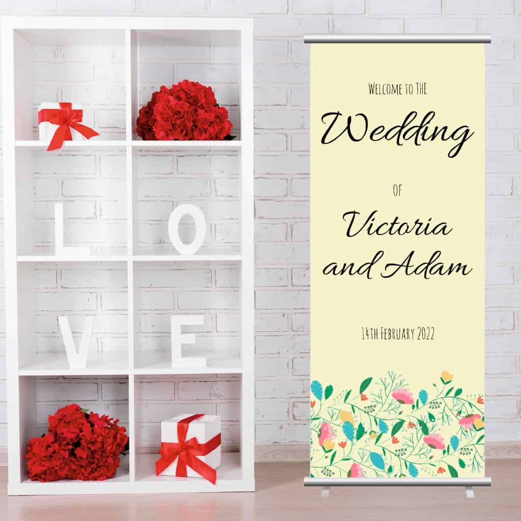 Wedding Pop Up Banner | Decorative Flowers Cream