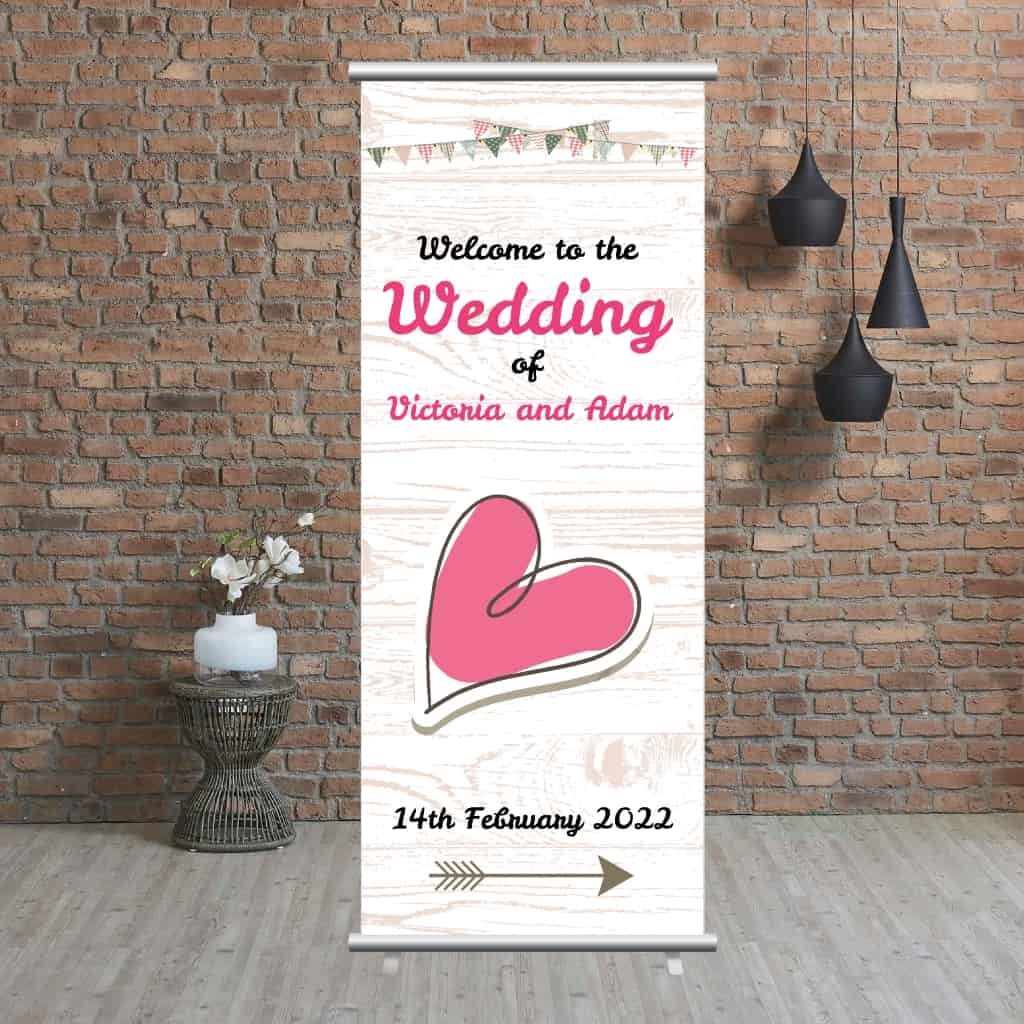 Wedding Pop Up Banner | Hand Drawn Pink Heart