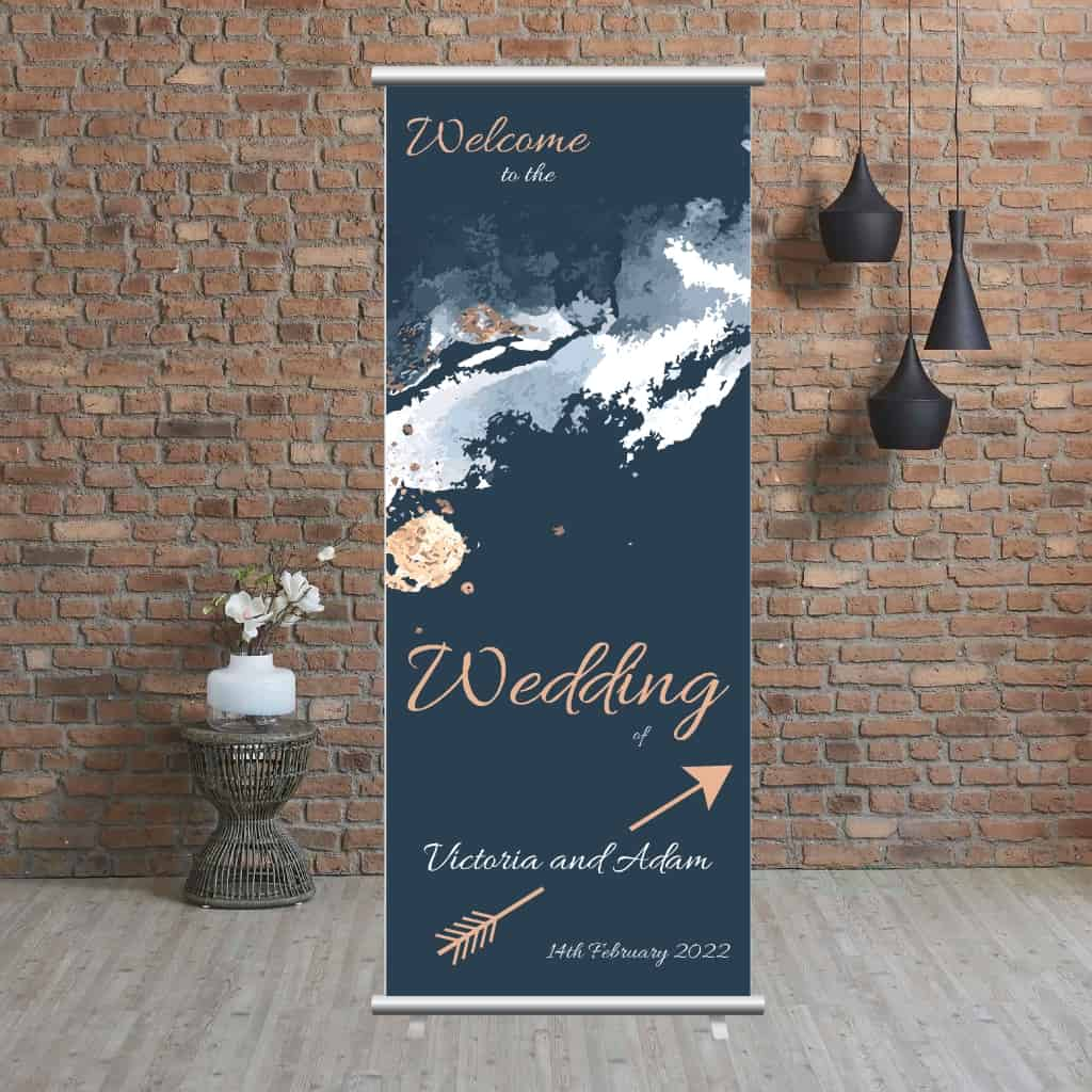 Wedding Pop Up Banner | Navy Blue & Gold Theme