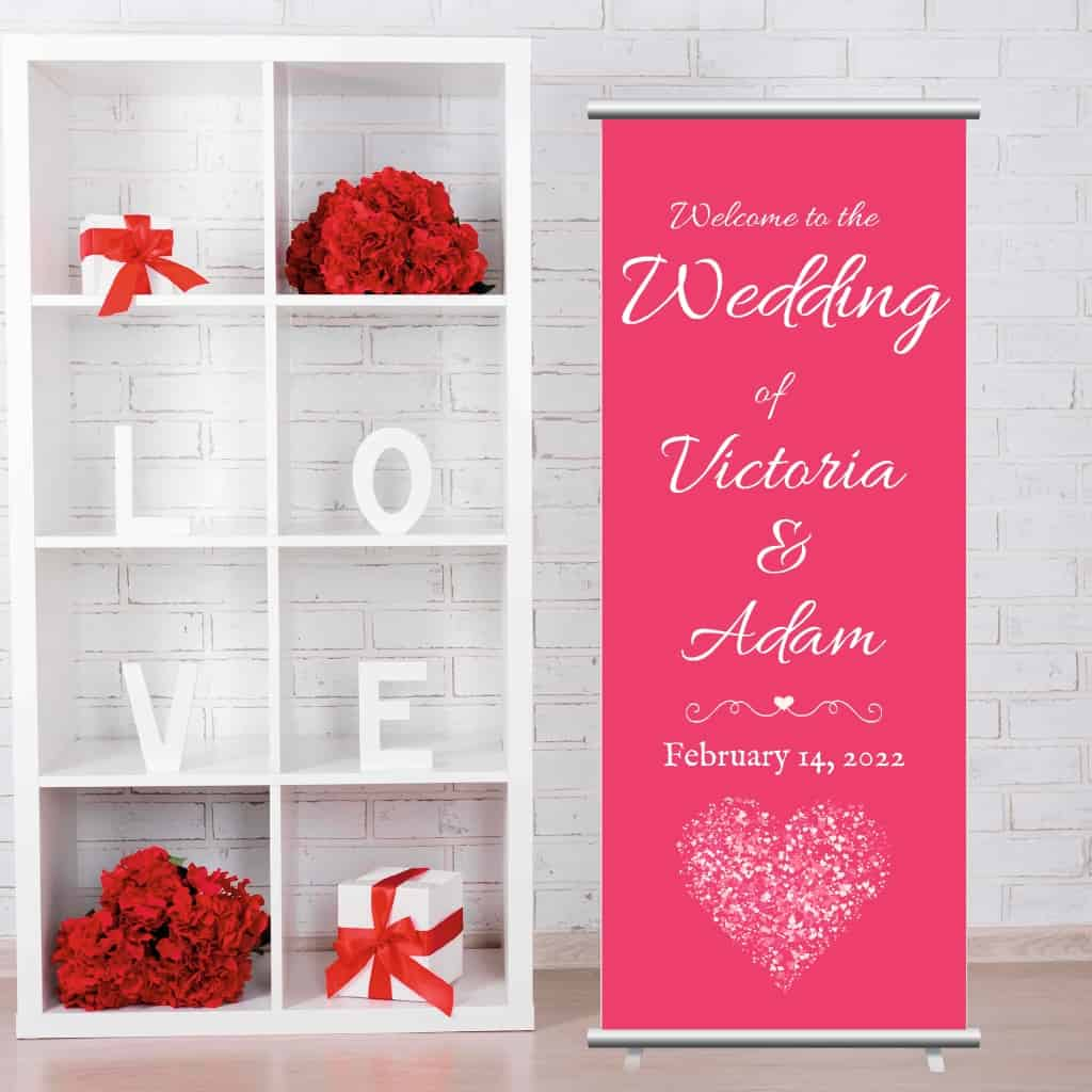 Wedding Pop Up Banner | Pale Pink Heart