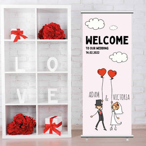 Wedding Pop Up Banner | Wedding Couple Balloons Pink