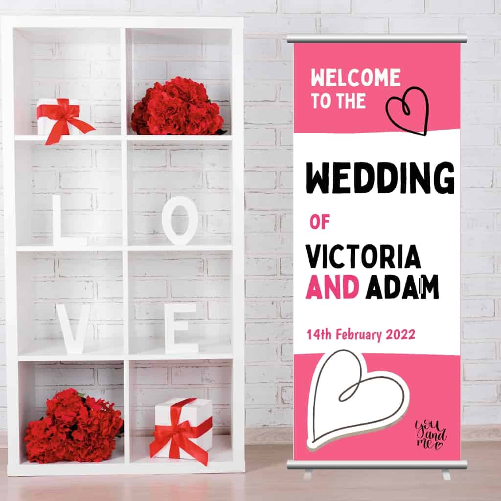 Wedding Pop Up Banner | You And Me Pink White